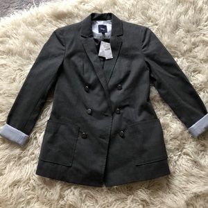 New NWT Gap Wool Blend Long Blazer Grey Size 0